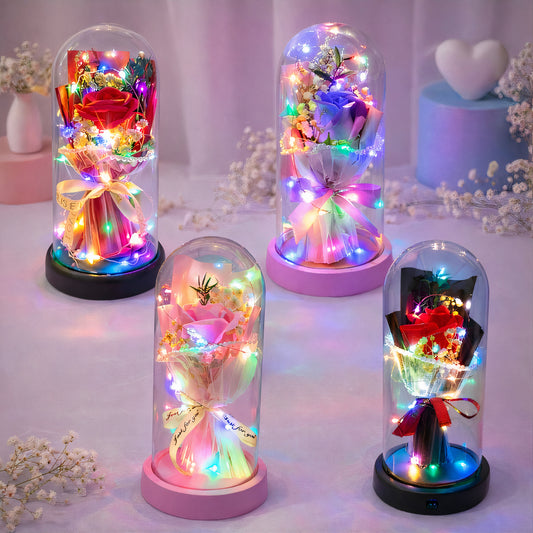 Trandafir Artificial 21cm Buchet cu Dantelă